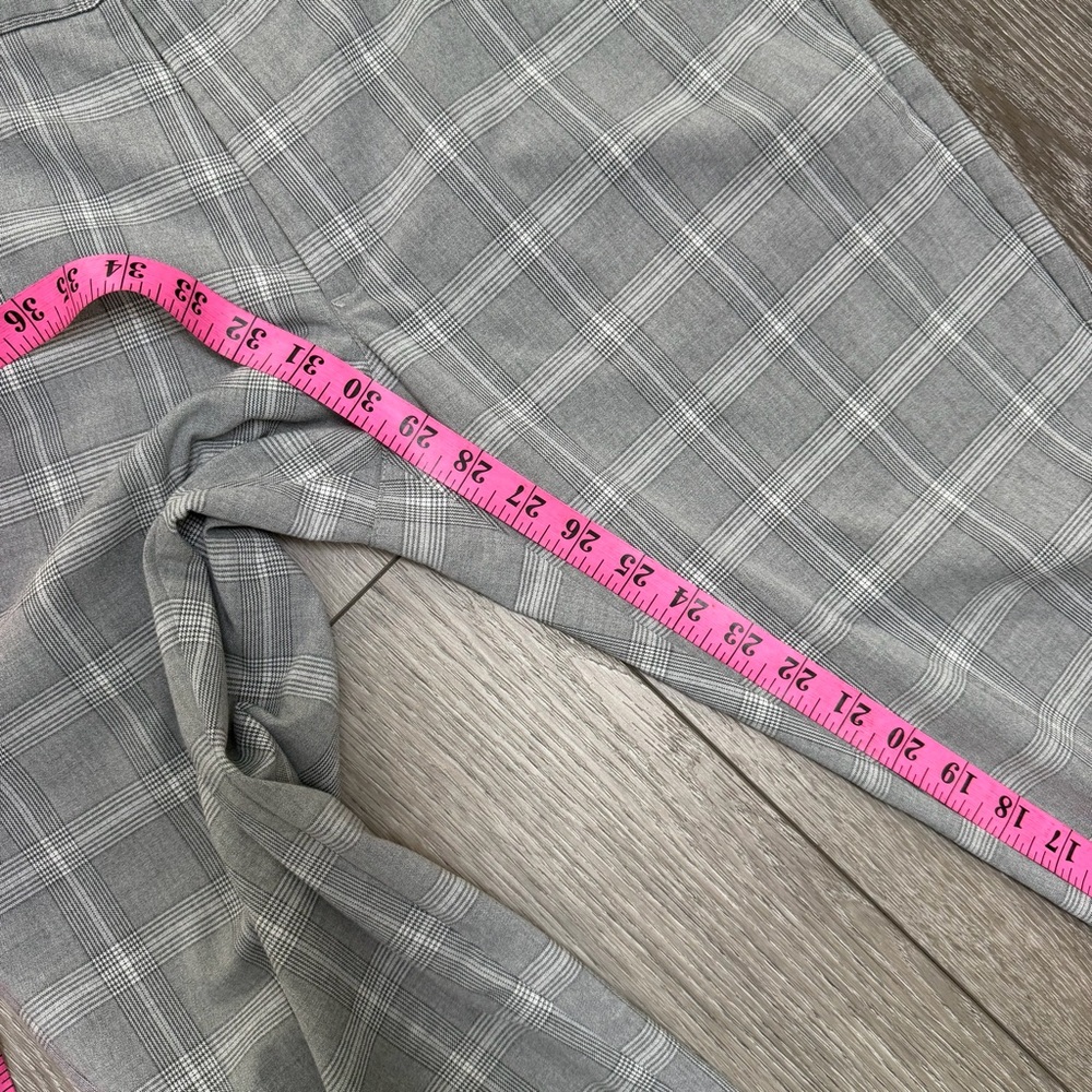 ZARA ELASTIC WAISTBAND FLAT FRONT TAPERED PLAID TROUSER PANTS GREY MEDIUM - Picture 10 of 13